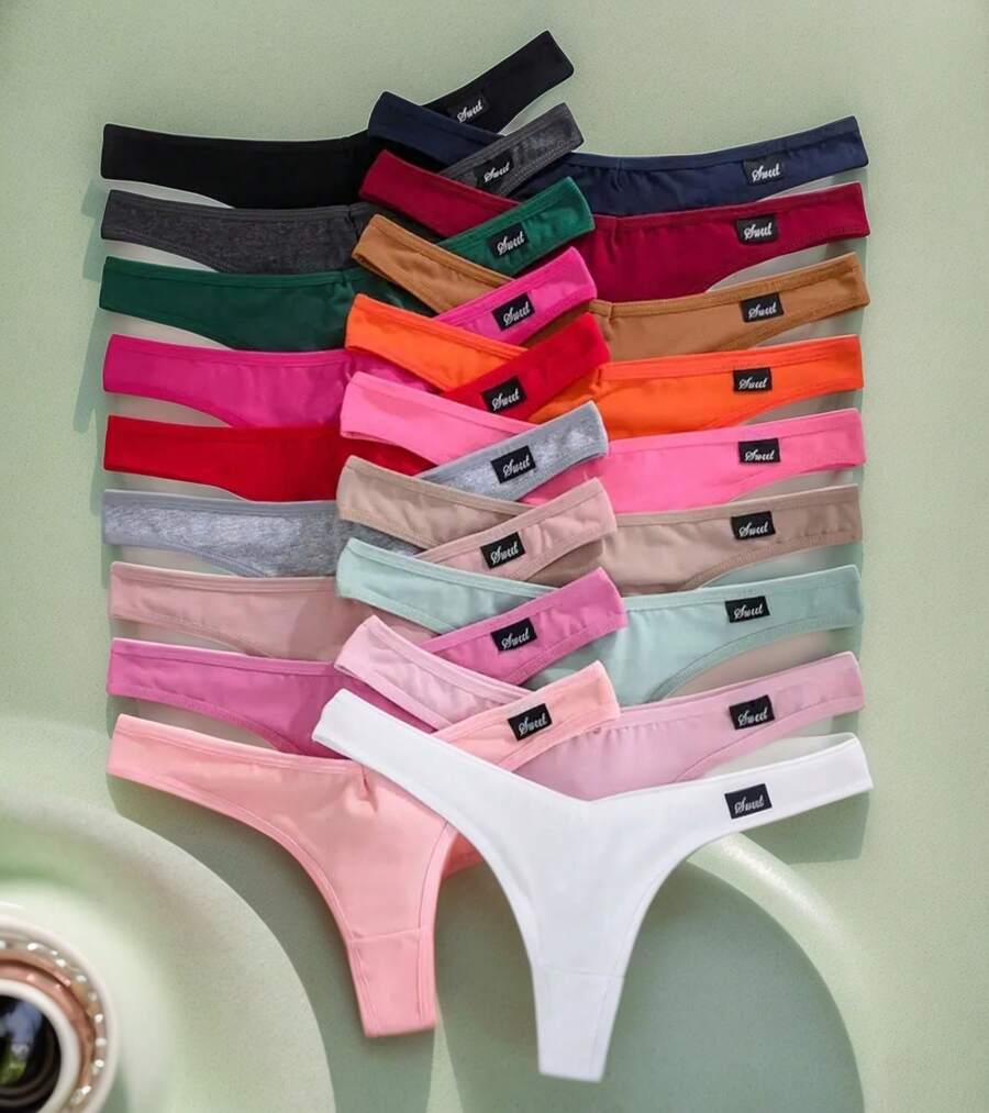 Kit Of 10 Cotton Thong Panties, Non-Marking, Sexy Panties - Nhiều màu - Xem 1