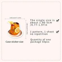 50pcs Orange Ins Style Minimalist Cartoon Cute Decorative Stickers For Tissue Box, Desktop Mirror, DIY - Multicolor - View 3