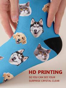 Face Socks 1 Pair Of Customized Face Men's Mid Tube Socks, Put Any Face On Socks, Personalized Socks For With Photos, Interesting Customized Picture Pairs With Medium To Long Socks, Suitable For Valentine's Day, Birthdays, Gift Giving, And Other Occasions,Personalized, Fall,Dawg,Colorful,Cute,Adorable,Contracted,Funny,Custom,Unique,Customized,Personalized,Ideal Gifts For Him,Ideal Gifts For Her,Boyfriend,Girlfriend,Family,Friends,Her - Multicolor - View 6