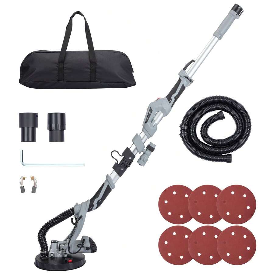 Lijadora Eléctrica Para Paneles De Yeso Con Manguera De Aspiración de 2 m Herramienta Para Quitar Techos De Palomitas De Maíz de 6 A y 710 W Luz LED Velocidad Variable de 800 a 1700 RPM - Tipo de Enchufe A USA (110-127V) - Ver 1