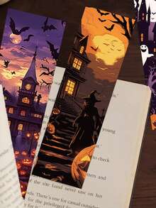 30pcs Halloween Scene BookmarksOffice SuppliesDecorative BooksMessage Marker CardsFor JournalsHousehold SuppliesColourful And Durable Paper BookmarksPerfect For GiftsPartiesHalloween Decorations - Multicolor - View 4