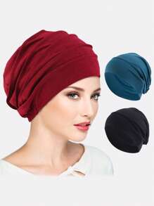 3 件装女士无檐便帽、化疗帽、睡眠帽、光头帽、穆斯林头巾帽，适合日常使用