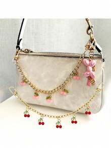 Ciondolo a forma di ciliegia - Accessorio decorativo in metallo per borse, con ciliegie rosa e rosse, per borse a mano, borse a tracolla e borse a spalla - Rosa/Viola/Rosso, ciondoli per borse, catena per borse a tracolla da donna, pendente per portafogli, sostituzione braccialetto alla moda e carino con ciondolo a forma di ciliegia 3D, accessorio pendente per borse