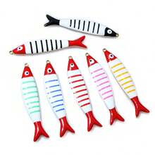 2pcs 40x8mm Enamel Stripe Fish Charms Pendant Stainless Steel DIY Jewelry Making Accessories Findings For Necklace Earrings - Fish - View 2
