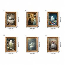 1 buah/6 buah Bingkai Foto Vintage Hantu Lucu 3D, Stiker Kulkas Magnetik Kayu, Dekorasi Pesta Liburan, Stiker Magnetik Kayu - MultiWarna - View 16