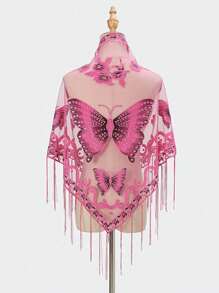 1pc Floral Burnout Scarf, Lace Scarf, Printed Neckerchief, Basic Solid Color Burnout Scarf, Y2K Style