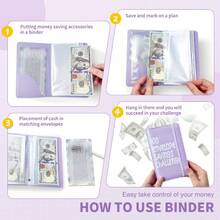 100 Days To Save Loose-Leaf Notebook And Unlimited Writing Pencils, Challenge Coin Envelope Budgeting Booklet, Challenge Yourself To Save $5, 050in 100 Days, Develop A Good Habit, Cash Saving Challenge Journal - 100-day Lacing Style Pink - View 6