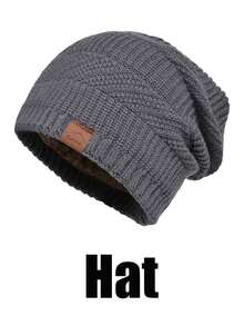 2 PIEZAS Conjunto de gorro y bufanda de invierno cálido, gorro de punto de moda apto para hombres y mujeres, gorro de lana de forro polar cálido de invierno para hombres, conjunto de 2 piezas de bufanda, protección para las orejas, gorro de lana