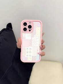 Floral Patchwork Mobile Phone Case, Designed With Delicate Flowers And Pastel Colors, Suitable For IPhone 16, 15, 14, 13, 12 And 11 Pro Models, Made Of TPU Material, And Provides Shockproof Protection. Perfect For Family, Friends, Children, Birthdays, Spring, Holidays, Boyfriends, Girlfriends, And Valentine's Day Gifts - 粉紅色CZ2 - 查看 3