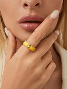 1 Stück Kleeblatt-Ring mit Zirkonia 925 Sterling Silber in Goldfarbe, schöner Schmuckring für Frauen, glamouröser Verlobungsring, hochwertiges Schmuckgeschenk für Mädchen für den täglichen Gebrauch und Dates