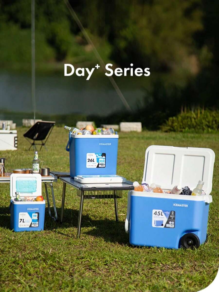 1 件 48QT 超大容量冷藏箱，户外烧烤运动赛事保温箱，露营房车冰桶，商用和家用便携式轮式冷冻箱，冰块冷却耐用，适用于海滩、野餐、户外露营、杂货、划船 - 藍白色 - 查看 1