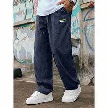 Men's Solid Color Casual Everyday Trousers Men's Streetwear Pants, Boy Friend Gifts, Back To School - 藏蓝色 - 查看 1