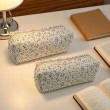 Tempat Pensil Motif Bunga yang Cerah dan Elegan - Terbuat dari Poliester Tahan Lama, Kantong Serbaguna dengan Resleting untuk Mengatur Perlengkapan Kantor, Kosmetik, dan Kebutuhan Kecantikan - Sempurna untuk Sekolah, Kerja, atau Perjalanan 1/2 buah - Putih - View 21