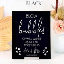 1pc Blow Bubbles Of Well Wishes For The New Mr And Mrs Clear Glass Look Acrylic Wedding Sign, Wedding Decor,Sendoff,Wedding Signs,Wedding Items,Wedding Party Supplies,Weddingessentials,Wedding Supplies,Wedding Decorations