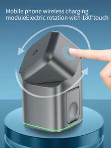 Cargador inalámbrico 3 en 1, estación de carga inalámbrica plegable con rotación de 180°, cargador inalámbrico portátil para iPhone, y , compatible con dispositivos portátiles