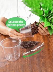 9pcs Plant Nursery Pots 5/4/3.5 Inch, Transparent Plastic Planter With Drainage Hole For Indoor Succulent, Seed Starting Pot Flower Plant Container For Seedlings, Cuttings - Multicolor - View 5