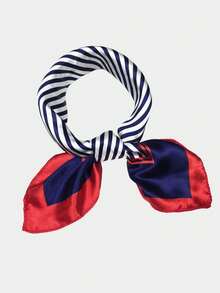 1pc Navy Silk Scarf, Professional Stewardess Small Neckerchief, New Women Fashion Versatile Scarf Tie For Bag Decor, Ribbon Accessory Necktie For Dress,Beach,Holiday - Multicolor - View 13
