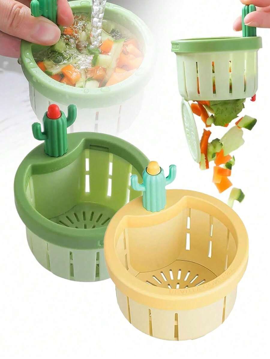 仙人掌形排水过滤器，食物残渣过滤篮，厨房水槽滤网，蔬菜篮漏勺，干湿分离设计，防堵塞，厨房水槽排水过滤器，水槽滤网篮，水槽排水塞，厨房用品