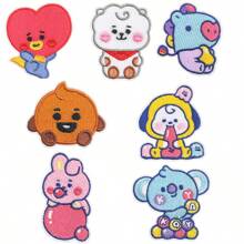 DELUSTA 1 Set 7 Pc BT21 Cute DIY Decoration Iron-On Patch Cartoon Embroidery Cloth Patch Set. It Can Also Be Collected Or Given As A Gift To Good Friends. - Multicolor - View 6