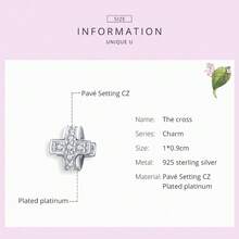 WOSTU 1 Pieza Colgante de Cruz de Plata de Ley 925 Vintage con Zirconia para Pulsera, Collar DIY, Joyería Religiosa para Mujer