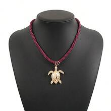 1pc Summer Dopamine Colorful Rope & Alloy Flower, Coral, Plumeria Pendant Necklace For Women - (Handmade Pendant Position Random)