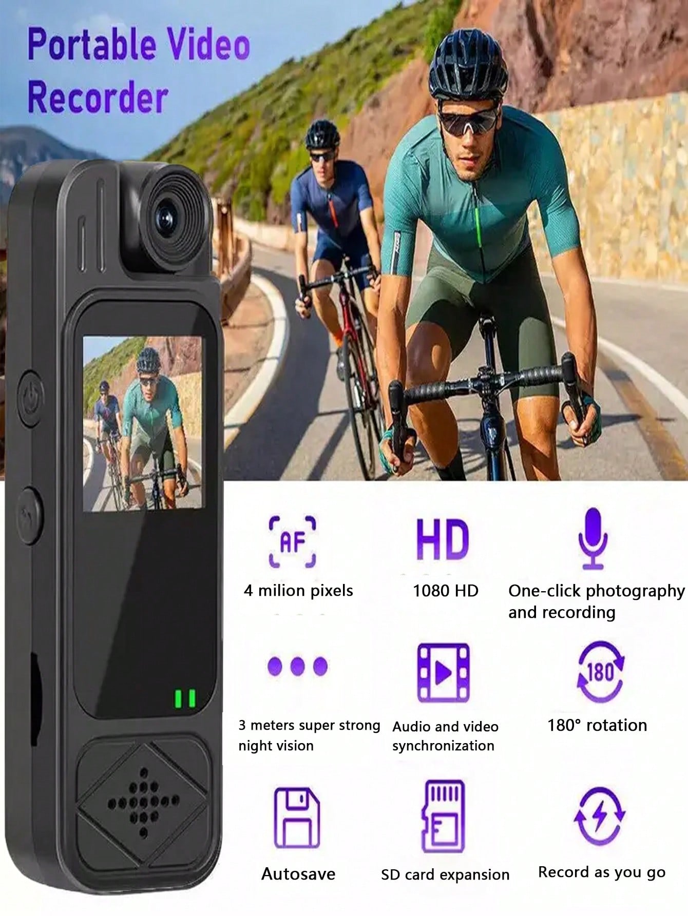 كاميرا محمولة 1080 قطعة، كاميرا جسم شرطة صغيرة، في...