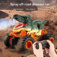 儿童遥控特技越野车，360度旋转，酷炫怪兽卡车，恐龙、鲨鱼、三角龙、霸王龙造型，模拟声光效果，橡胶轮胎，PVC车身，越野车模型，儿童玩具车，遥控攀爬车，缓解压力，享受操控乐趣，送给男孩的绝佳礼物