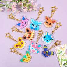 pocket monsters 口袋妖怪伊布进化亚克力钥匙扣 - 可爱的动漫人物钥匙圈，带星星饰物，伊布进化系列，适合粉丝，理想的万圣节配饰，教师节，圣诞节礼物，包袋配饰，带身份证夹的挂绳，汽车配饰，包袋饰物 - SS0409 - 查看 5