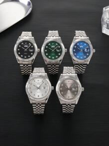 RICECGO RICECGO 1pc Men's Classic Quartz Watch, Round Dial With Date Display, Stainless Steel Strap, Suitable For Everyday Wear, Ideal Gift For Birthdays And For Business People