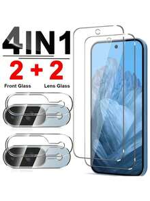 Miếng dán màn hình kính cường lực siêu trong 4 trong 1 dành cho dòng Pixel 10/9/8/7/6 - Bảo vệ tối đa với độ cứng 9H, chống trầy xước, độ nét cao, thân thiện với ốp lưng, chống nước và dầu, chống vân tay và bảo vệ ống kính - Tương thích với các sản phẩm bảo vệ màn hình Pixel, dùng cho kính chắn gió hàng ngày, văn phòng, gia đình, phụ kiện điện thoại Miếng dán màn hình chống nước, chống sốc, chống rơi, chống rơi, chống vân tay, che phủ toàn bộ - Trong sáng - Xem 1