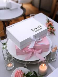 1 pieza Caja de regalo personalizada con nombre, Caja de regalo personalizada para la fiesta nupcial (para compra de producto), Caja de regalo personalizada de doble cara, Tapa de caja de regalo personalizada, Tapa y cinta de regalo magnética personalizada, Caja de regalo vacía magnética, Caja de regalo personalizada, Caja de propuesta de dama de honor "¿Serás mi dama de honor?", Regalo perfecto para bodas, cumpleaños o cualquier ocasión - Multicolor - Ver 2