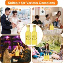 46/18/1pc 迷你酒瓶，透明塑料果汁瓶，配金色、银色和黑色螺旋盖，以及黑色婚礼主题标签，适用于婚礼派对用品、生日派对、新娘送礼会、派对装饰 - Transparent - 查看 5