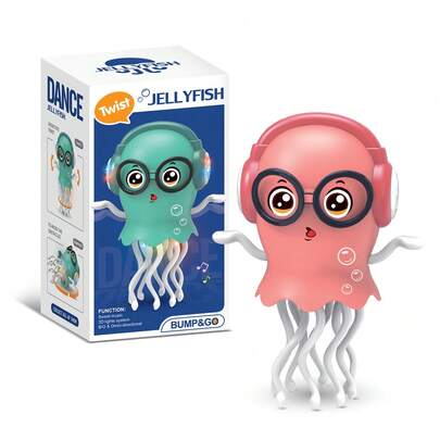 Crawling Electric Dancing Jellyfish Toy, Jellyfish Lying Toy With LED Lights And Music, Automatic Obstacle Sensing Smart Tentacle Explorer, Party, Children's Day, Birthday Gift, Suitable For Boys And Girls, Pink And Green Children's Gift, Batteries Not Included