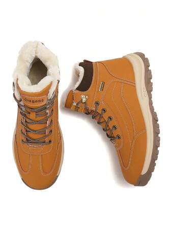 [保暖户外鞋] 冬季保暖男士户外鞋 | 毛绒内衬、防滑、防护工作靴，配有 EVA 鞋底，适合徒步旅行和登山