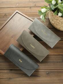 1pc Personalized Name Eyeglass Case, Sunglasses Storage Bag, Faux Leather Portable Eyewear Case, Customized Minimalist Eyeglass Box, Engraved, Mother's Day Gift For Mom, Dad, Him, Her, Men, Women