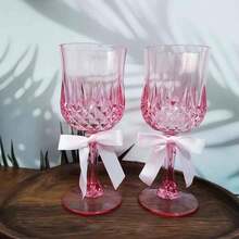 4只/8只粉色可重复使用塑料鸡尾酒/香槟杯，带蝴蝶结，适合各种场合和派对，例如日常居家、聚会、生日派对、圣诞节和酒店餐厅。