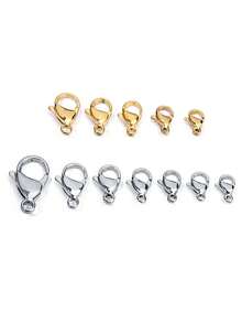 20/50 Peças Fecho Tipo Lagosta de Aço Inoxidável de 6-10mm, Diversos Tamanhos para Fabricação de Joias DIY, Adequado para Colares, Pulseiras, Tornozeleiras, Chaves, Revestido em Cor Dourada e Prateada