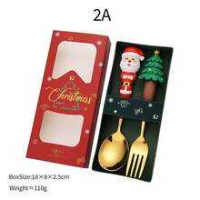 Set di posate natalizie, regali di Natale, set portatile da 2 pezzi/4 pezzi/6 pezzi in acciaio inossidabile 304, set di posate riutilizzabili con cucchiaio e forchetta, con scatola di stoccaggio, adatto per picnic e uso quotidiano, accessori da cucina