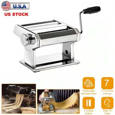 Pasta Machine - Various Types Of Pasta - Stainless Steel Manual Machine With Adjustable Width - Suitable For All Kinds Of Pasta