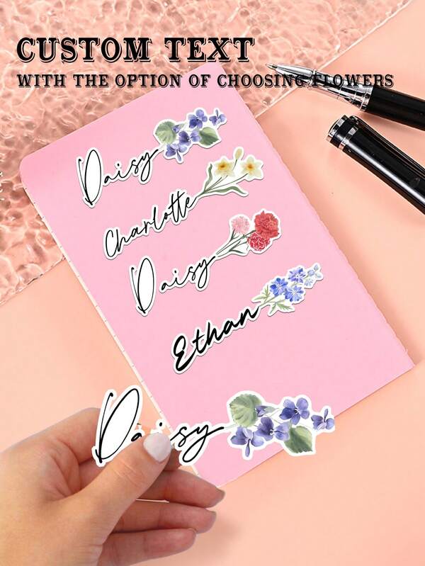 100/50/20/10/1 Customized Name Personalized Stickers, Flower Stickers, Colorful Personalized Laptop Stickers, Water Bottle Name Stickers - Suitable As Holiday Gifts, Daily Decoration, Laptop Stickers, Cup Decoration, Backpack Decoration, Birthday Gifts, Back To School Gifts, Graduation Gifts, Gifts For Son, Daughter, Father, Mother, Best Friends, Boyfriend, Middle School Students, High School Students, College Students, Freshmen, Sophomores