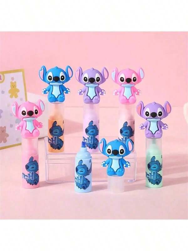 Disney Disney 3pcs Stitch Fluorescent Pen Set, Cute Mini Multicolor Fluorescent Pens, Graffiti Watercolor Marker Pens (Random Style), OPP Bag Packaging
