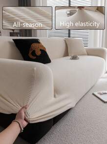 1 件经典米色沙发套，高弹性，防尘防污，可机洗/手洗家具保护套，适合日常使用，适合 3/4 座沙发（多种尺寸可选），秋季装饰，秋季装饰，房间装饰