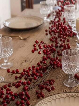 20/10pcs Long Red Berry Garland - Flexible Artificial Holly Berry Vine Garland With Bendable Branches, Realistic Indoor/Outdoor Christmas Decorations - Fireplace, Garland, Table, Door - No Electricity Required, Easy To Hang With Pre-Threaded Vines - Holiday Decorations For Home, Party, Wedding - Christmas Gift, Mantel Decoration, Classic Holiday Design, Natural Texture, Party Decoration, Easy To Hang Design, Event Planner