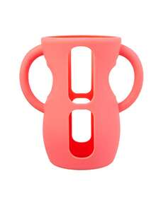 1个硅胶套，适用于天然玻璃婴儿奶瓶，硅胶材质，易握手柄，防摔保护，兼容4/8盎司玻璃瓶 - 彩色 - 查看 19