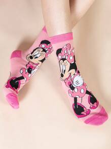 Disney 两双米奇米妮卡通中筒袜，吸湿透气，时尚万圣节风格 - 完美礼物，适合派对、日常穿着、休闲活动、情侣袜 - 彩色 - 查看 3