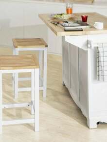 SoBuy Kitchen Chair Set Of 2 Wood White - White+Khaki - View 2