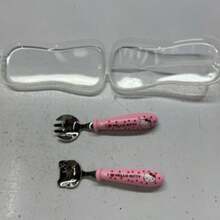 2pcs Stainless Steel Cute Hello Kitty Spoon Fork Cutlery Students Learning Fork Set Eating Supplement Cartoon, School Supplies