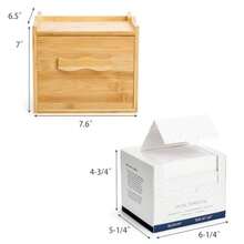 Jucoan Bamboo Towel Container With 50 Count XL Disposable Face Towel Luxe Bamboo Storage Box With Drawer For Makeup Remover Dry Wipes Disposable Washcloths Bathroom Desktop Organizer - 木製的 - 查看 3