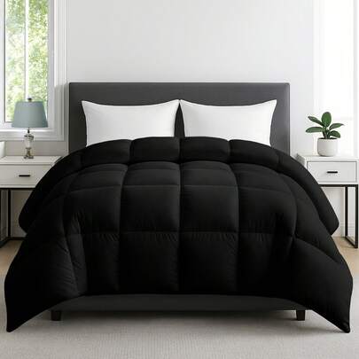 1 Pc Lux Decor Down Alternative Comforter – Soft Breathable All Season Quilt With Corner Tabs – Lightweight Hotel-Quality Bedding For Winter Sleeping – Box Stitching For Fluffiness – Versatile Bedroom Decor – Back To School, Graduation Gifts, Home Decor – Cozy, Cozy Quilt, Plush Comforter, Luxury Winter Bedding, Valentine's Day Cozy Night, Spring Lightweight Bedding, All-Season Warmth, Duvet Insert, Cozy Blanket, Fluffy Fill, Box Stitch Design, Reversible Design, Hotel Collection Style, Soft Touch Fabric, Easy Wash Bedding, Daily Living, Home Basic, Family Use