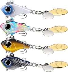 Fishing Jigs de Pesca Giratorios de Cola Giratoria, Bien Hecho Gallo Cola Señuelos de Pesca con Flash Cuerpo de Cobre y La Hoja, Jigs de Agua Dulce Crappie, Hoja Cebo para Trucha Perca - C-0.7"-1/16 onzas - Ver 9